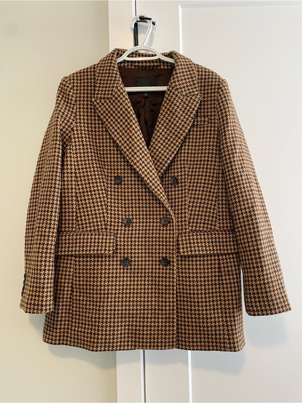Banana Republic Brown Houndstooth Double-Breasted Blazer